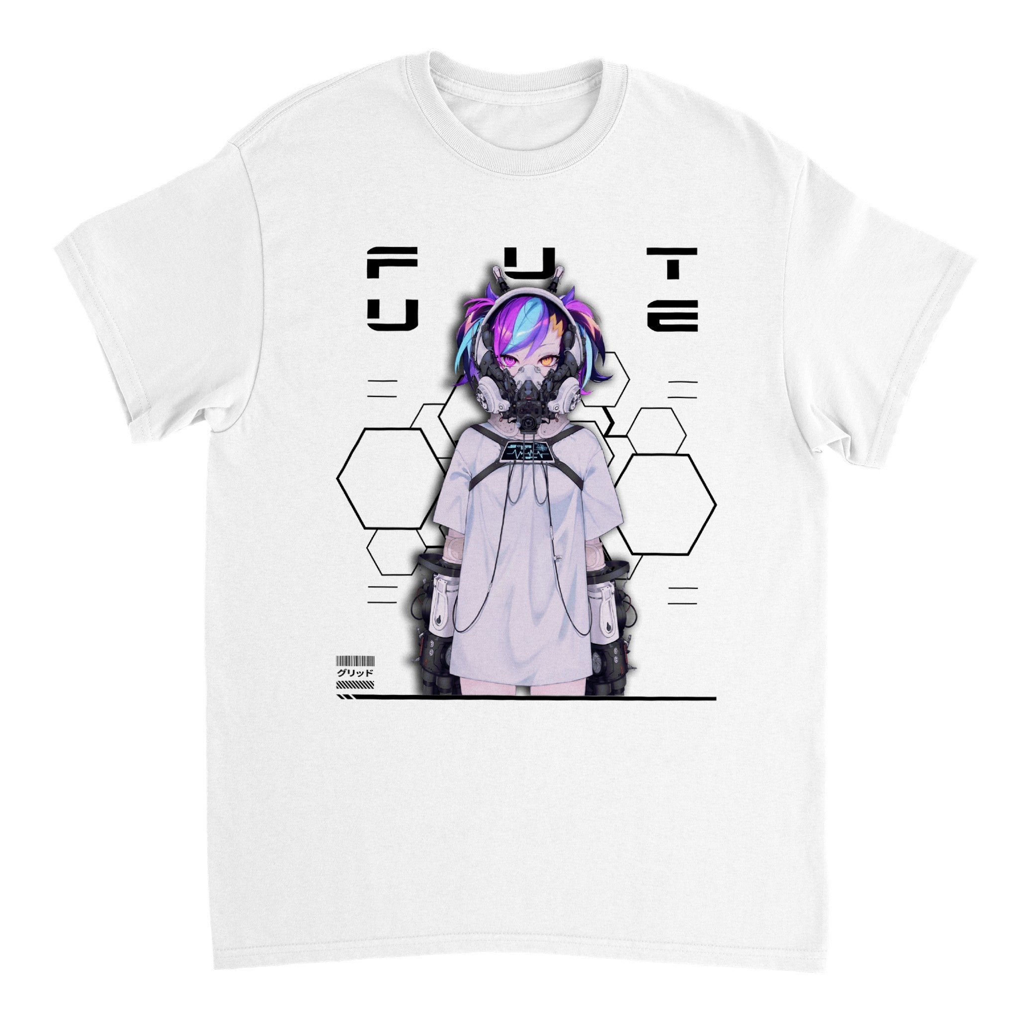 Unisex White Anime FUTURE Cyberpunk T-Shirt White